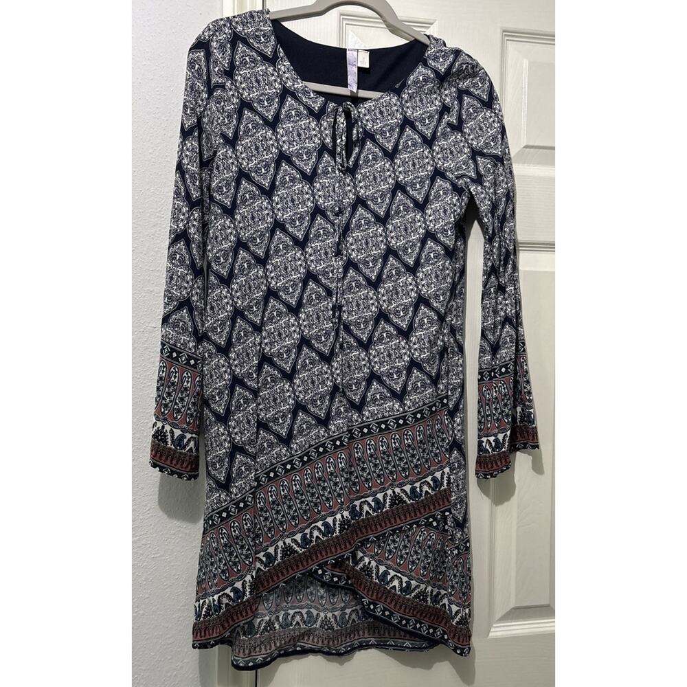 Francesca's Alya Womens Navy Blue Tulip Hem Alya Shift Dress Size Small